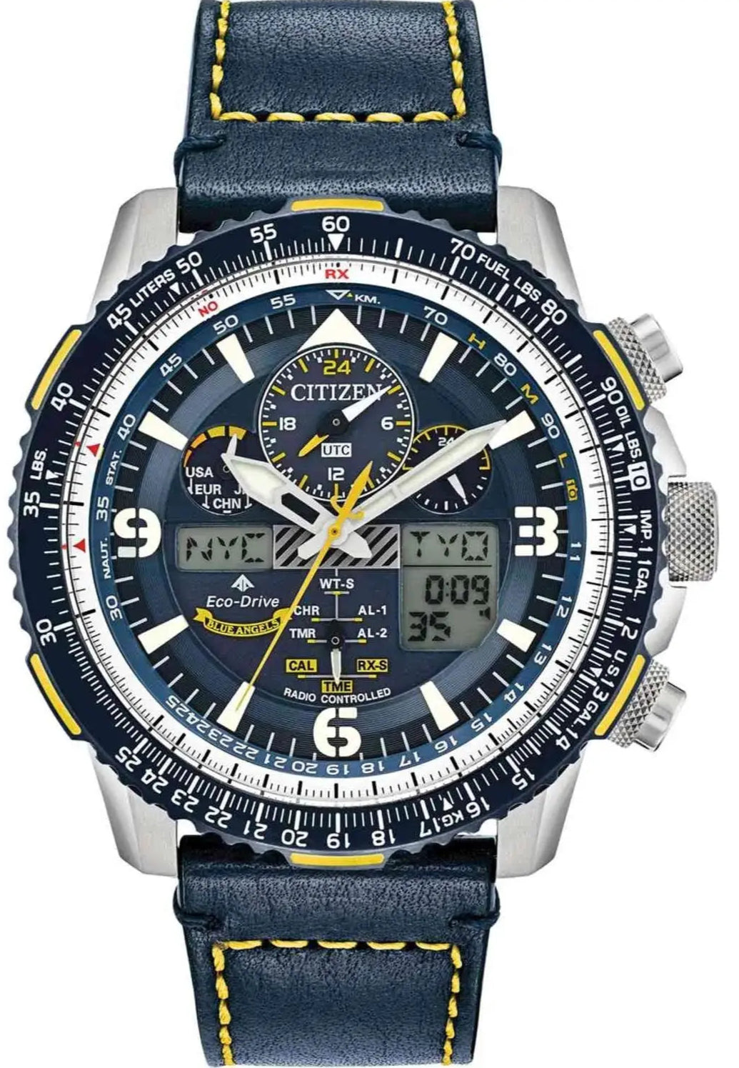 Citizen JY8078-01L Eco-Drive Skyhawk A-T RadioControlled Blue Leather Strap