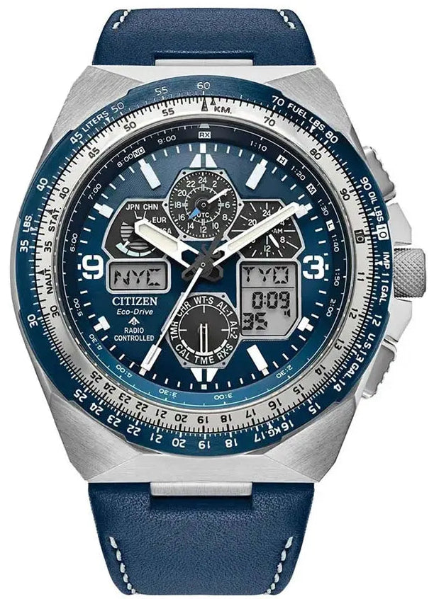 Citizen JY8148-08L Promaster Sky Eco-Drive RadioControlled Blue Leather Strap