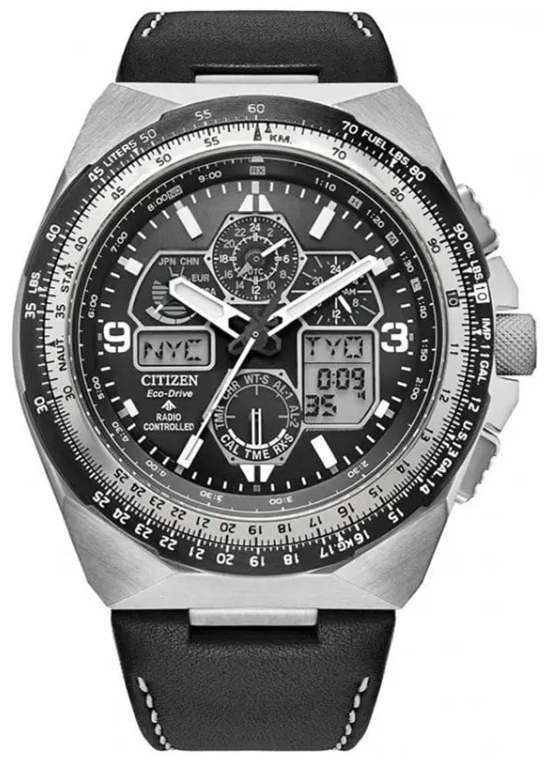Citizen JY8149-05E Promaster Sky Eco-Drive RadioControlled Black Leather Strap