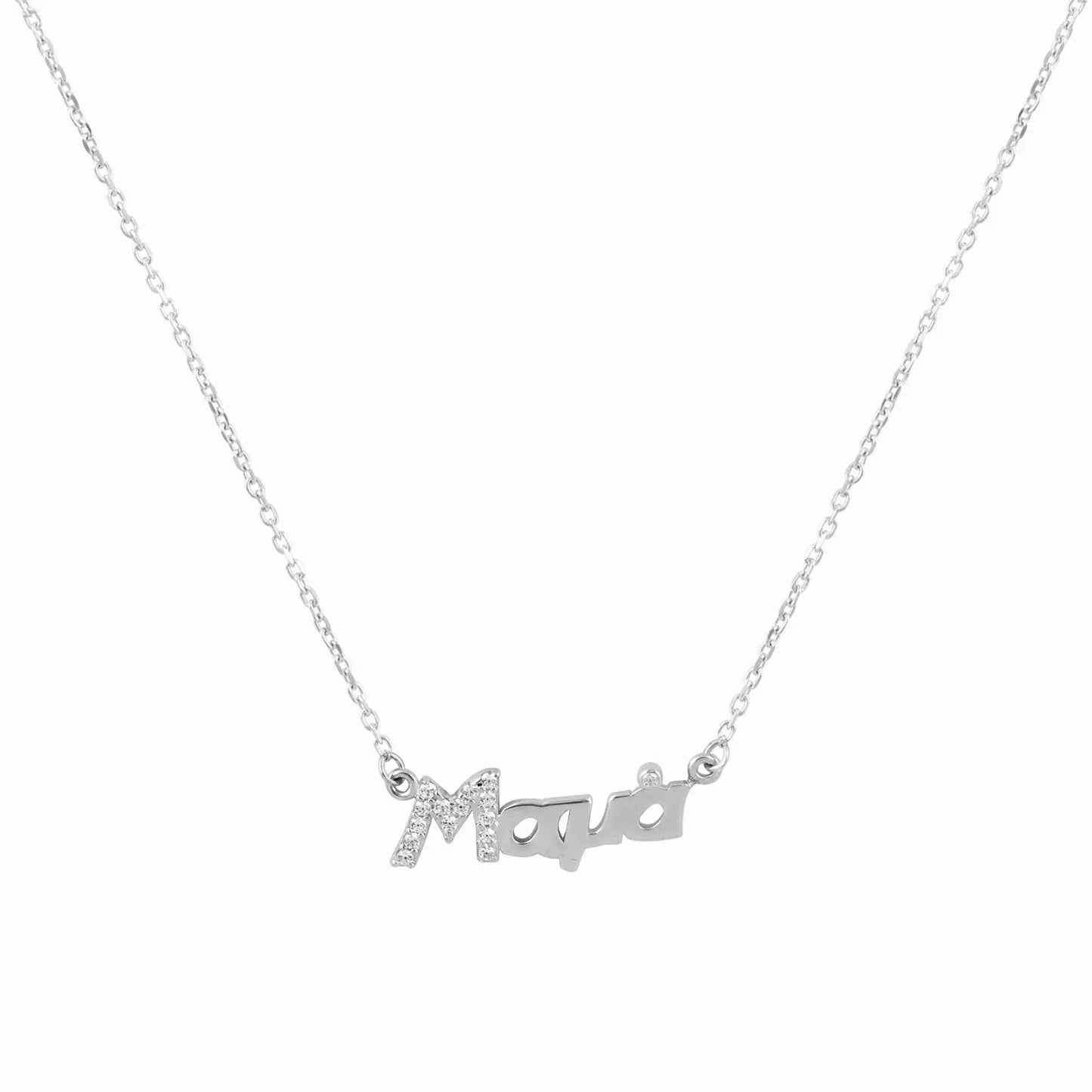 Κολιέ K941W Μαμά σε Λευκόχρυσο 9ct με Ζιργκόν