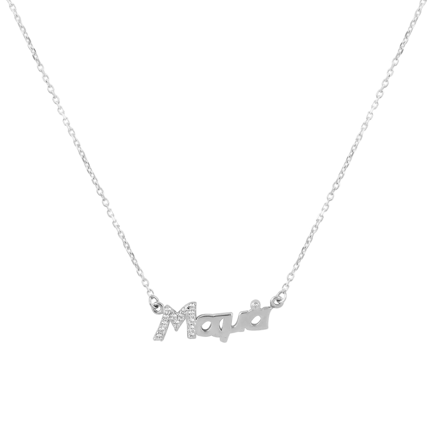 Κολιέ K941W Μαμά σε Λευκόχρυσο 9ct με Ζιργκόν