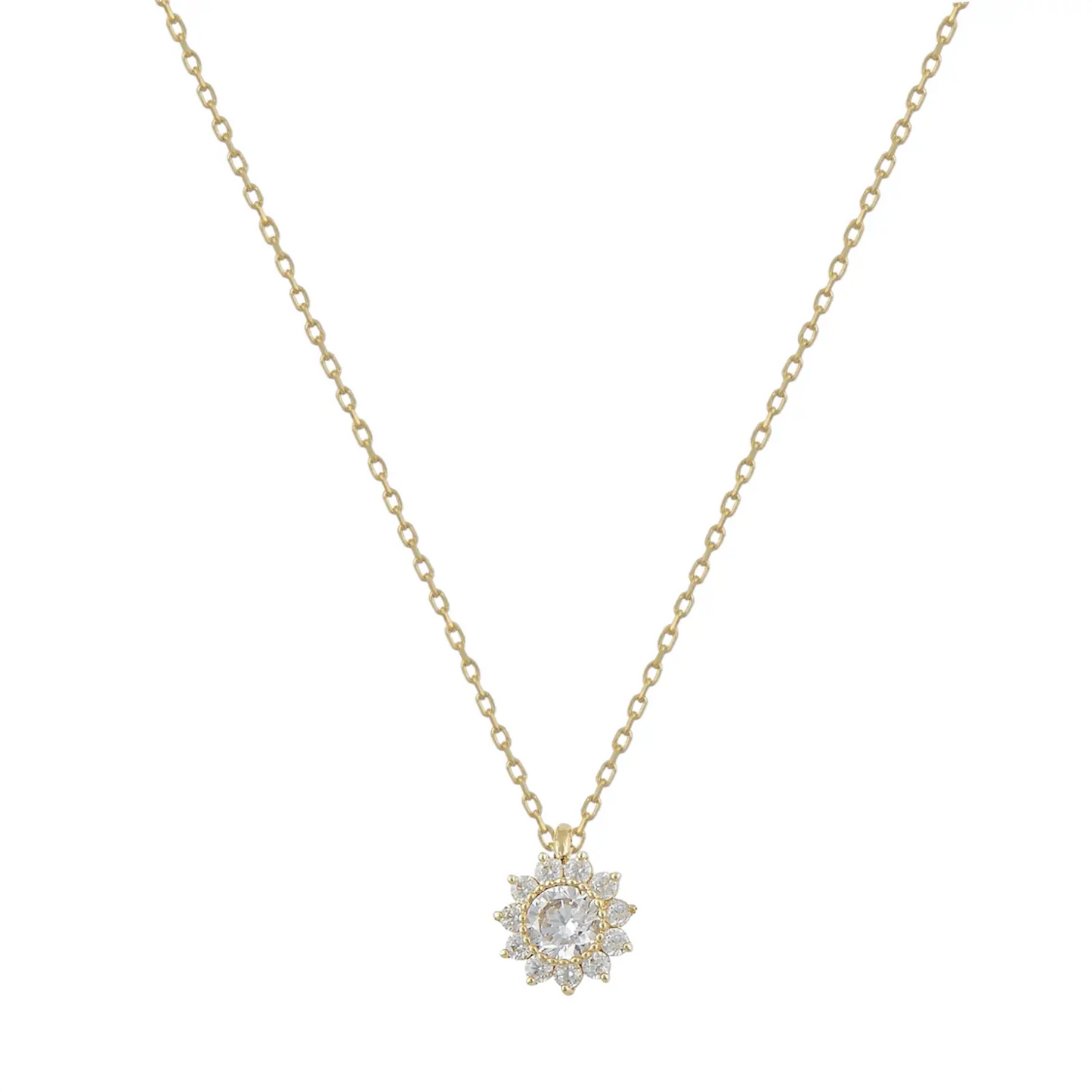Necklace K886GR Single Stone Neck in 9ct Gold with Green Zircon