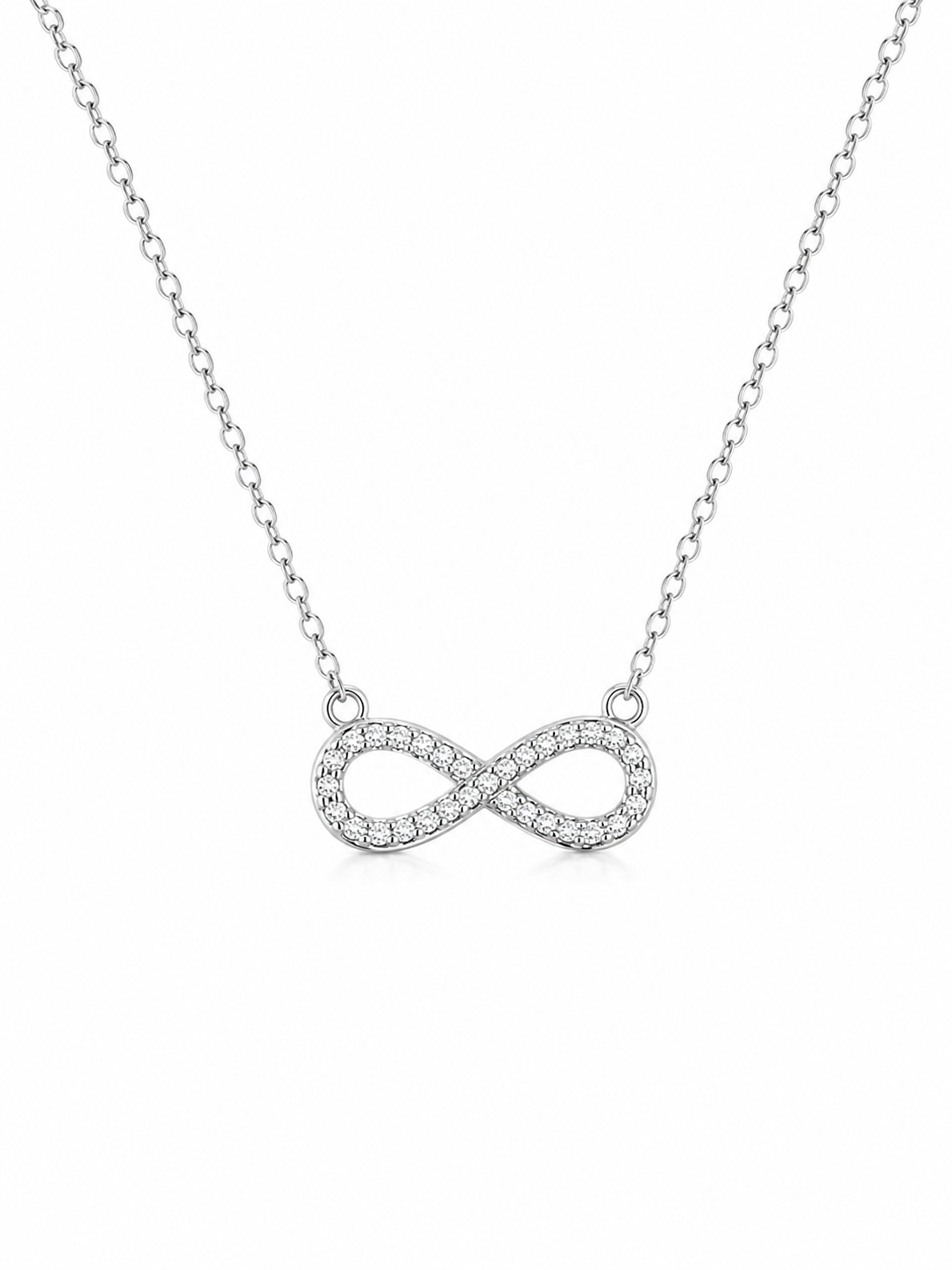 GM220W Zircon Heart Necklace In Platinum Plated Silver