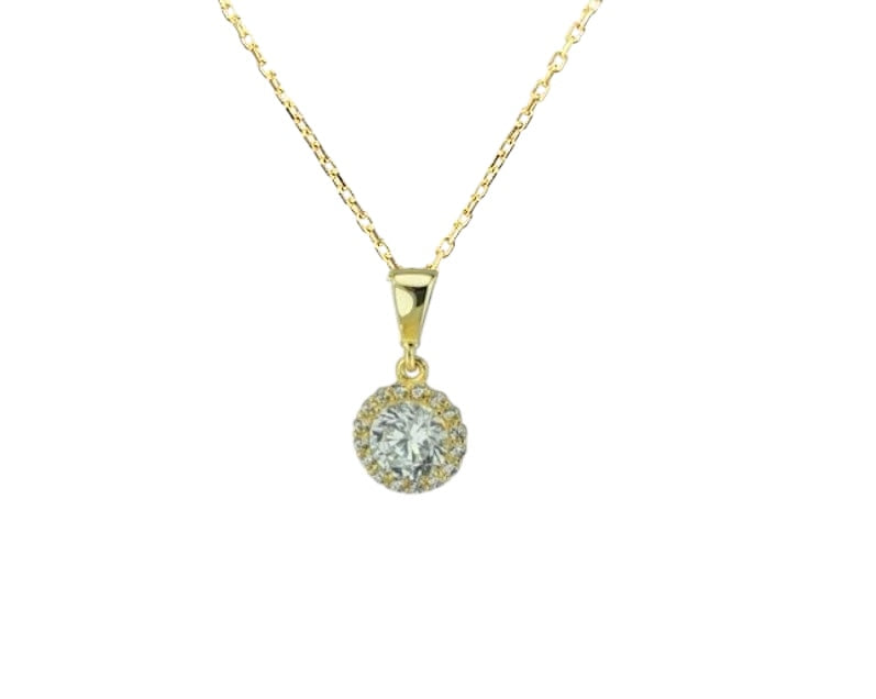 GM220W Zircon Heart Necklace In Platinum Plated Silver