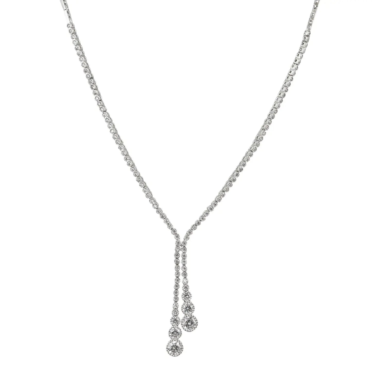 GM220W Zircon Heart Necklace In Platinum Plated Silver