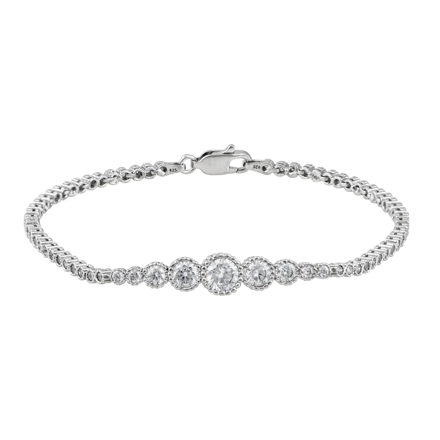 GM220W Zircon Heart Necklace In Platinum Plated Silver
