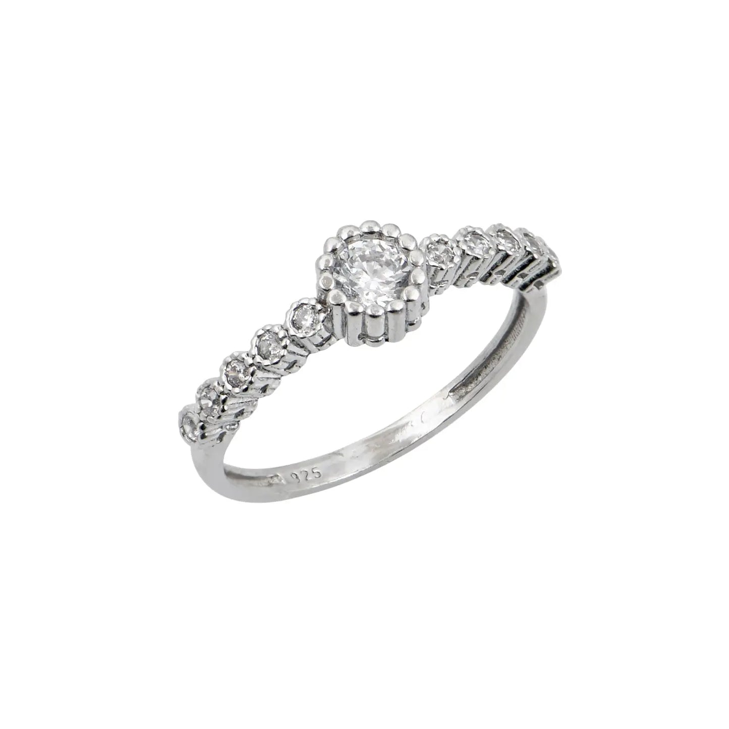 GM220W Zircon Heart Necklace In Platinum Plated Silver