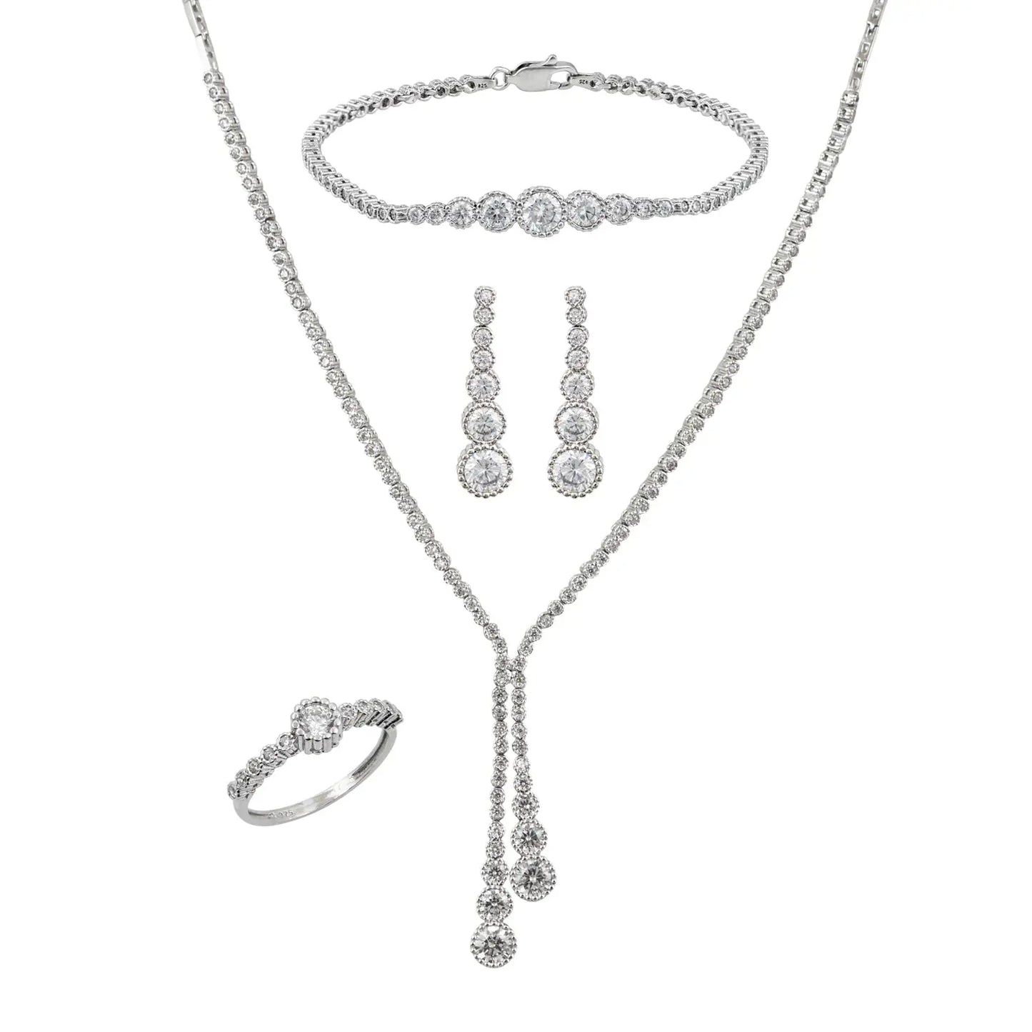 GM220W Zircon Heart Necklace In Platinum Plated Silver