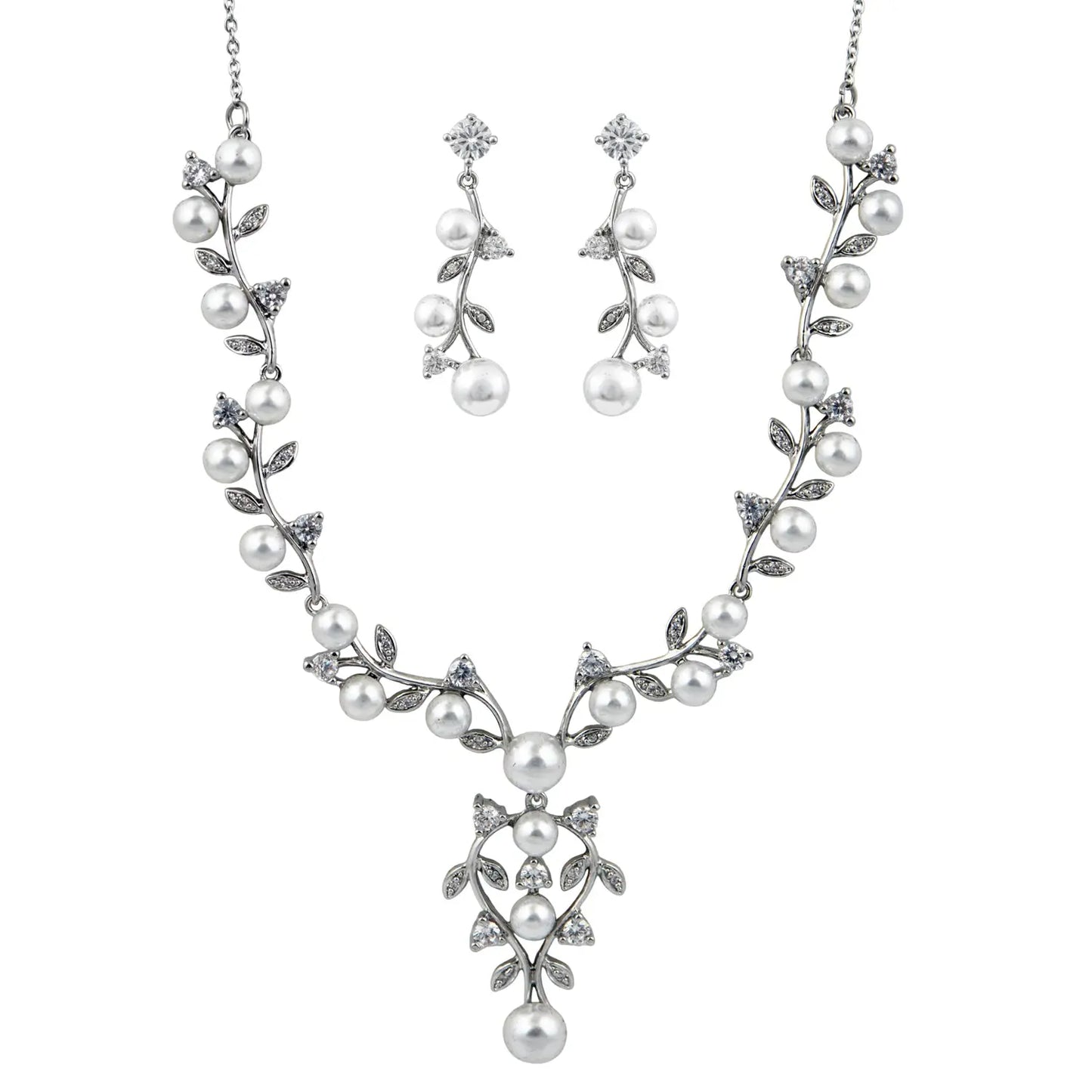 GM220W Zircon Heart Necklace In Platinum Plated Silver