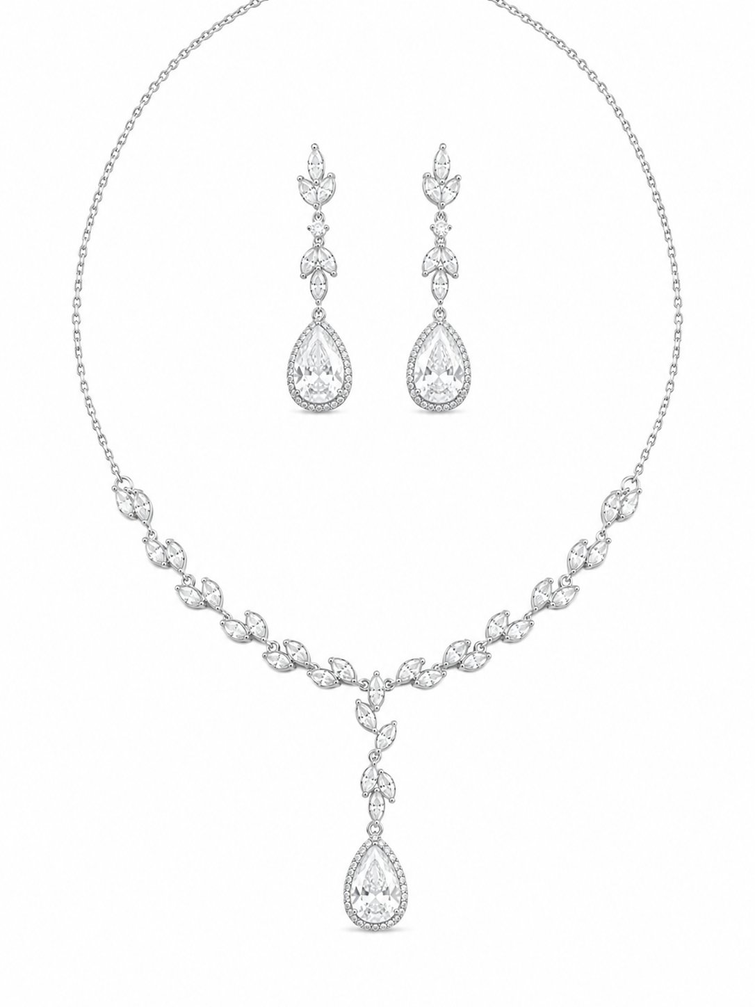 GM220W Zircon Heart Necklace In Platinum Plated Silver