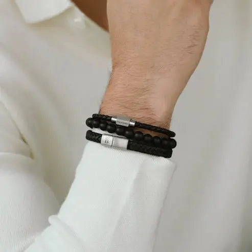 Steel & Barnett LBLL/001-M Ανδρικό Βραχιόλι Luke Landon Από Ατσάλι και Δέρμα