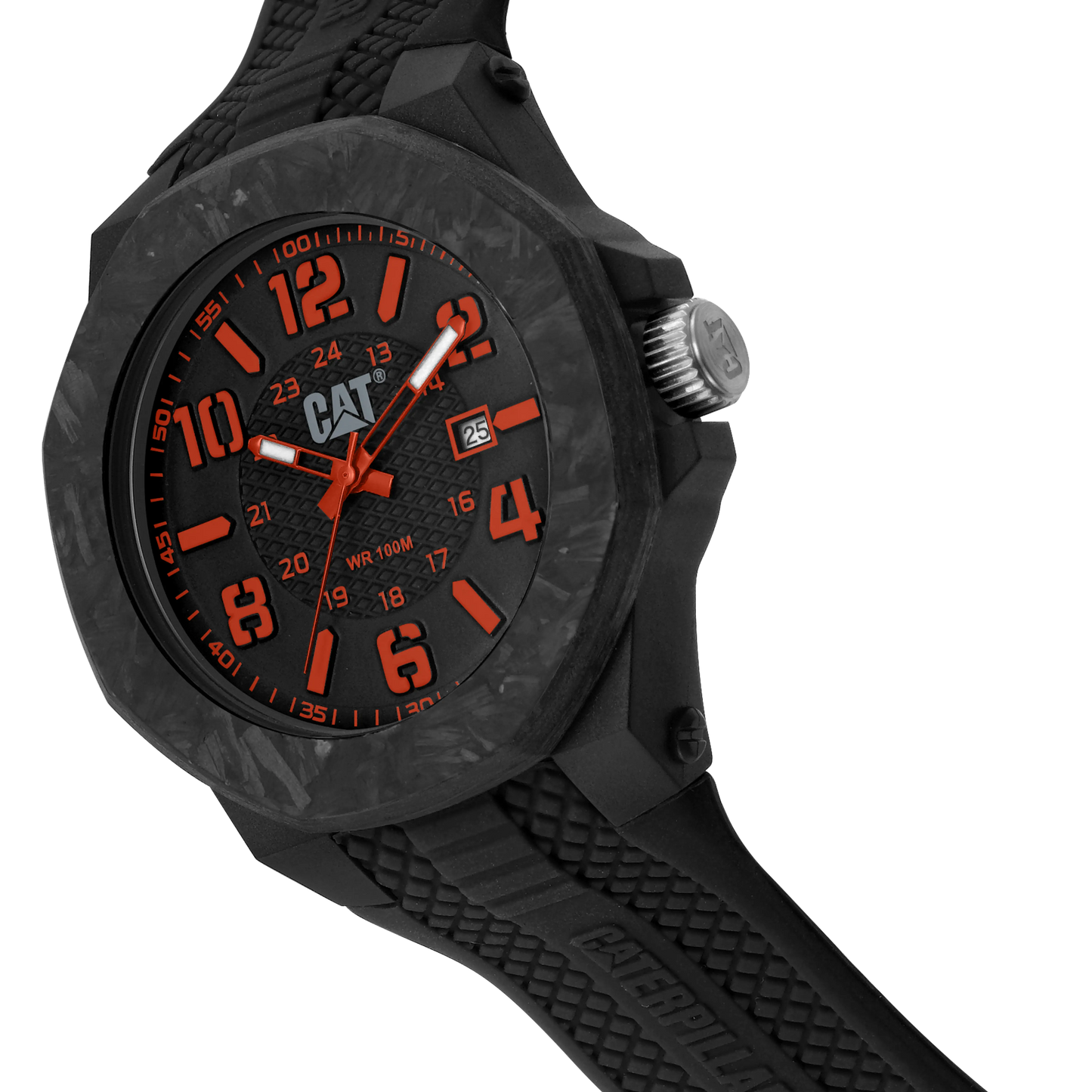 CATERPILLAR LV16121138 Carbon Crush Black Silicon Strap