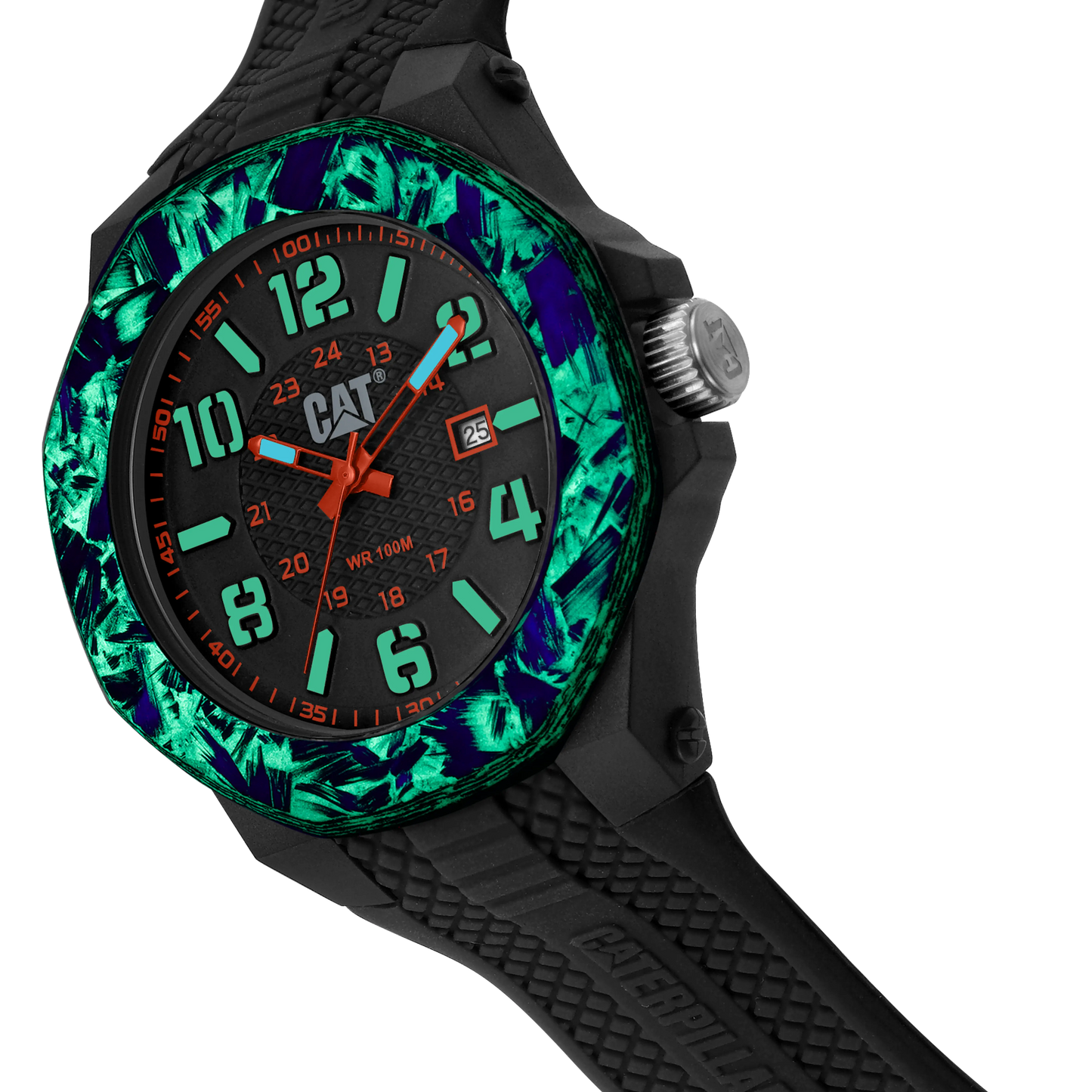 CATERPILLAR LV16121138 Carbon Crush Black Silicon Strap