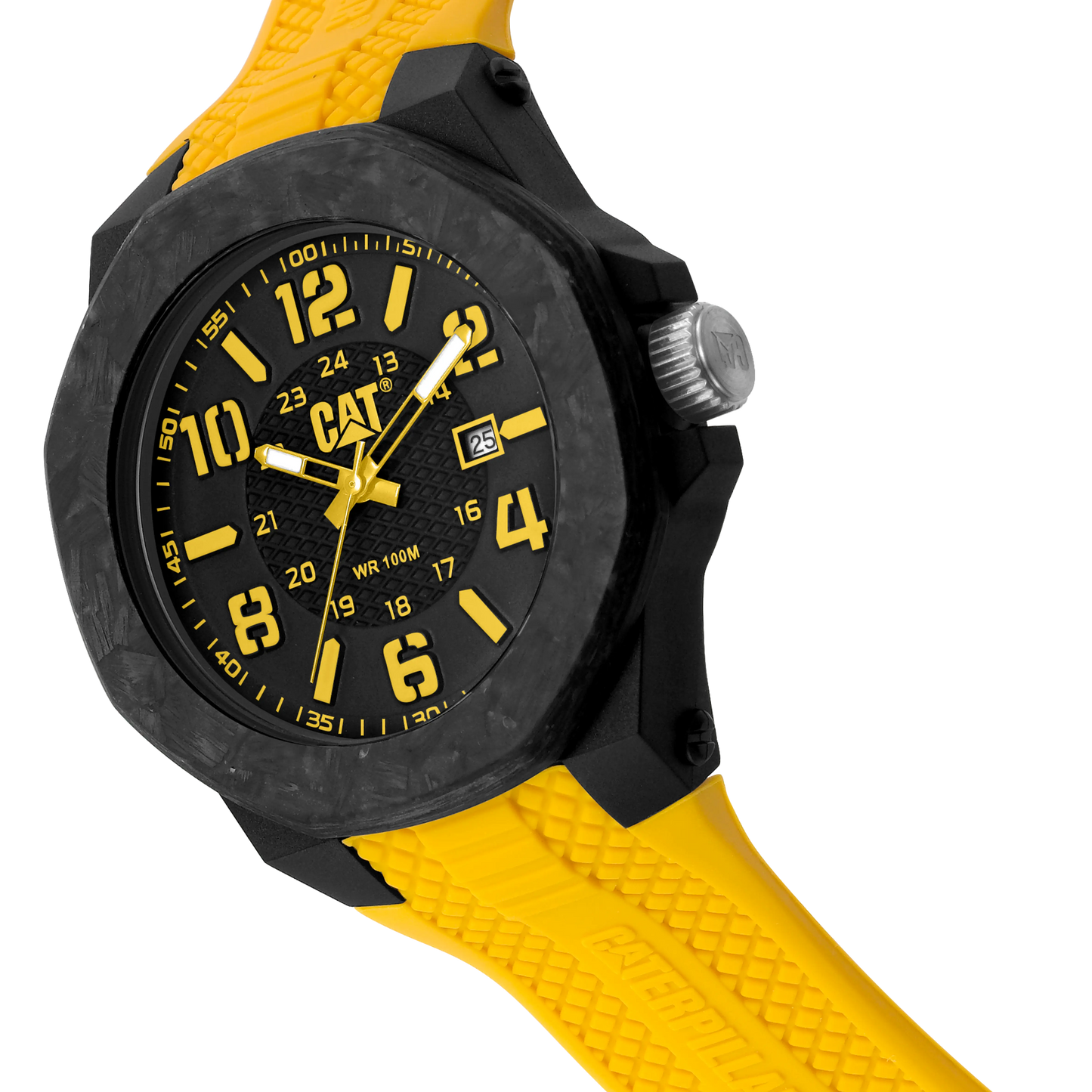 CATERPILLAR LV16127137 Carbon Crush Yellow Silicon Strap