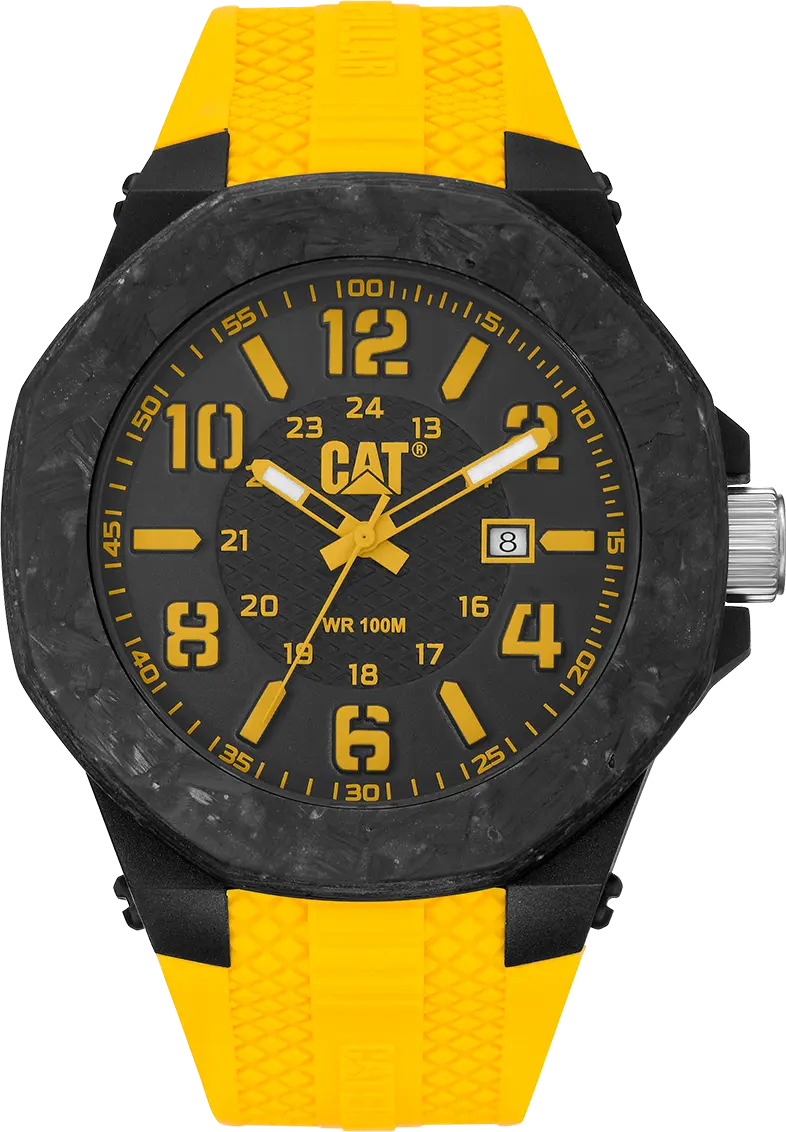CATERPILLAR LV16127137 Carbon Crush Yellow Silicon Strap
