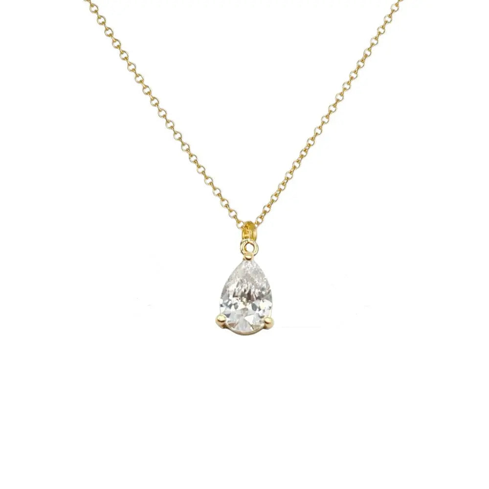 N07139G Gold Plated Steel Necklace with Green Zircon
