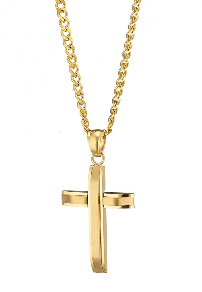 Σταυρός N01175G Ανδρικός Από Επιχρυσωμένο Ατσάλι