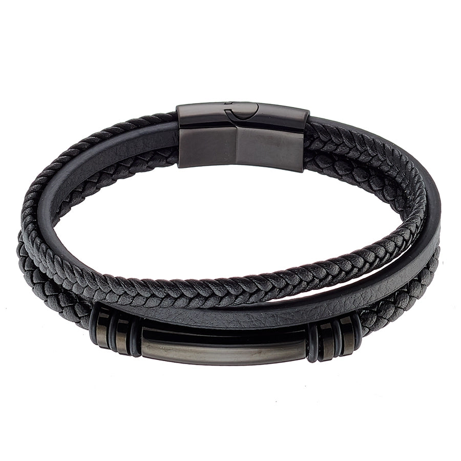 Bracelet N00525 Men's Leather and Stainless Steel