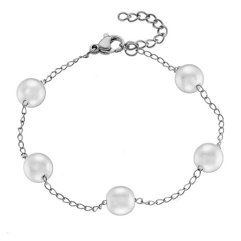 N00967G Women's Stainless Steel Bracelet with Pearls