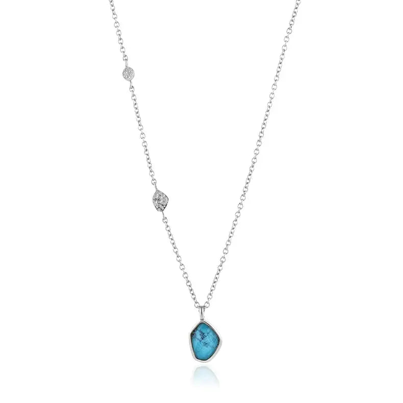 GM220W Zircon Heart Necklace In Platinum Plated Silver