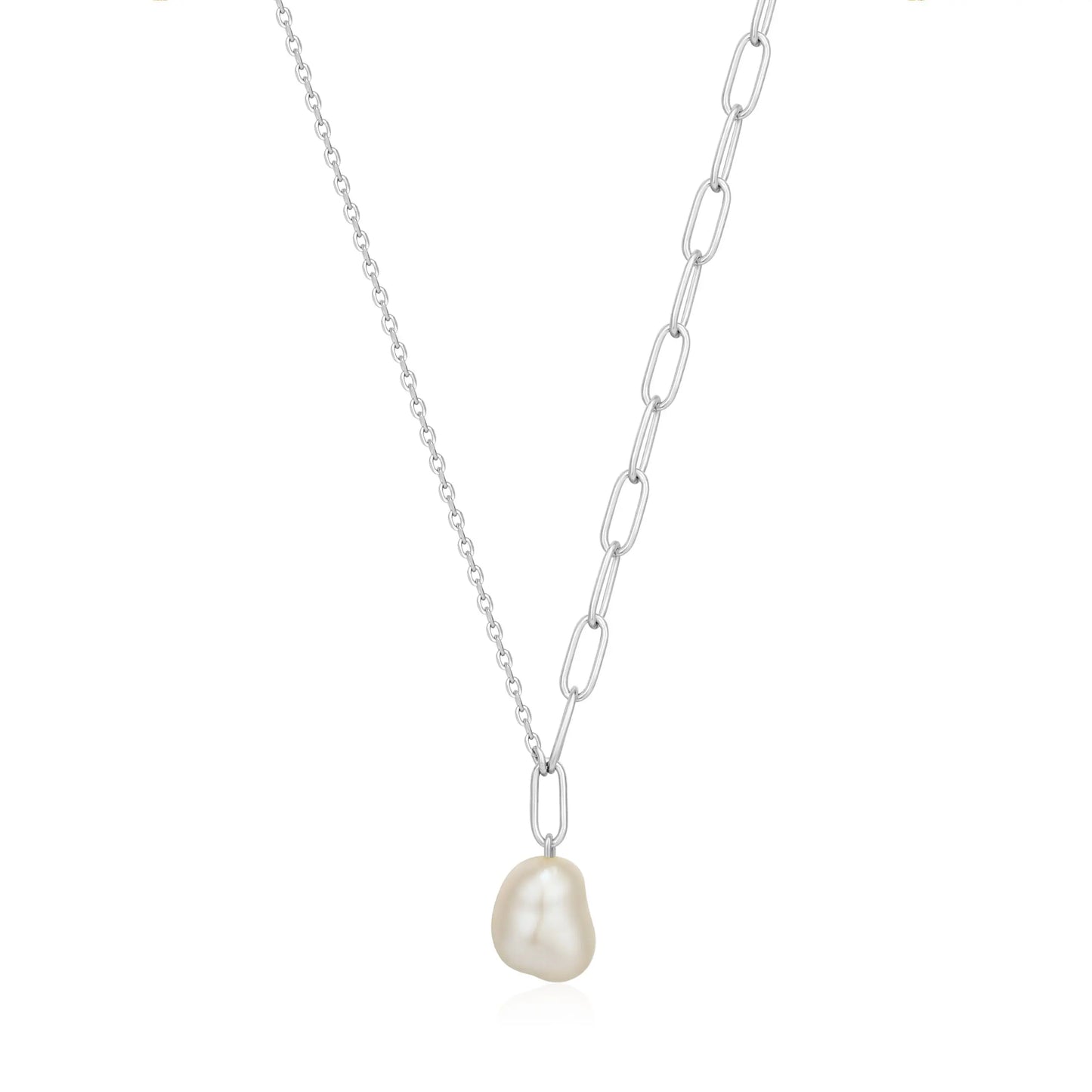 GM220W Zircon Heart Necklace In Platinum Plated Silver