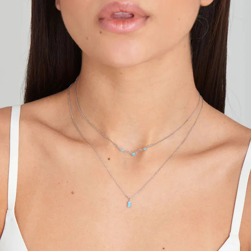 GM220W Zircon Heart Necklace In Platinum Plated Silver