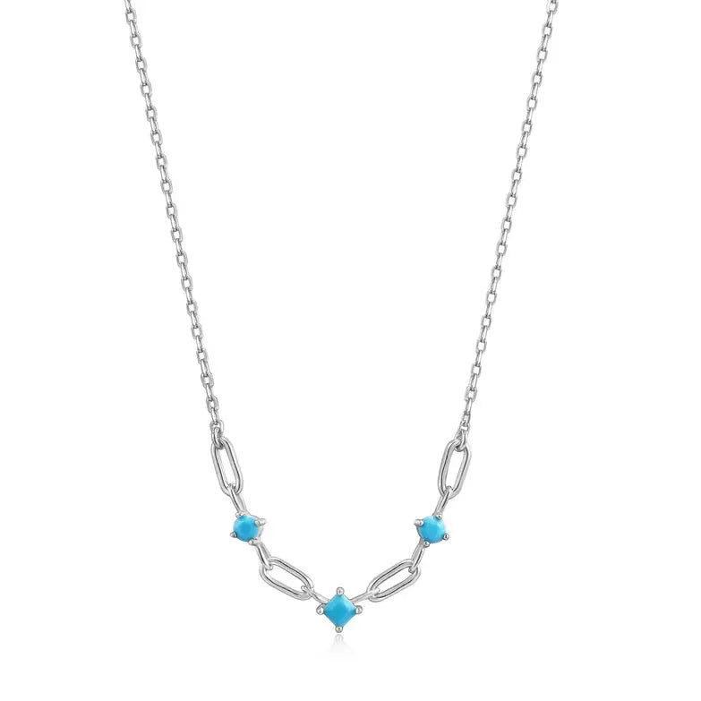 GM220W Zircon Heart Necklace In Platinum Plated Silver