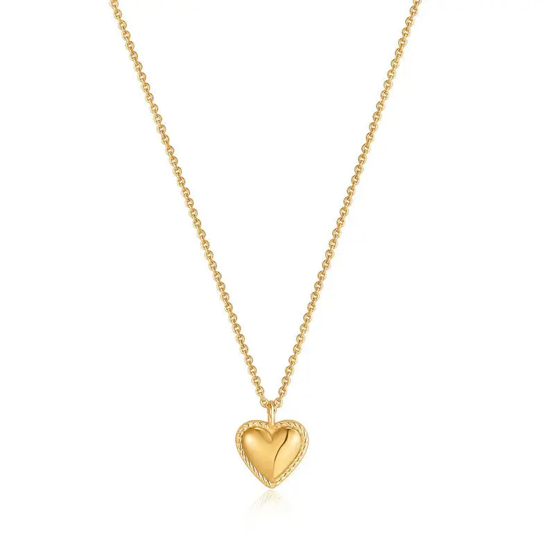GM220W Zircon Heart Necklace In Platinum Plated Silver