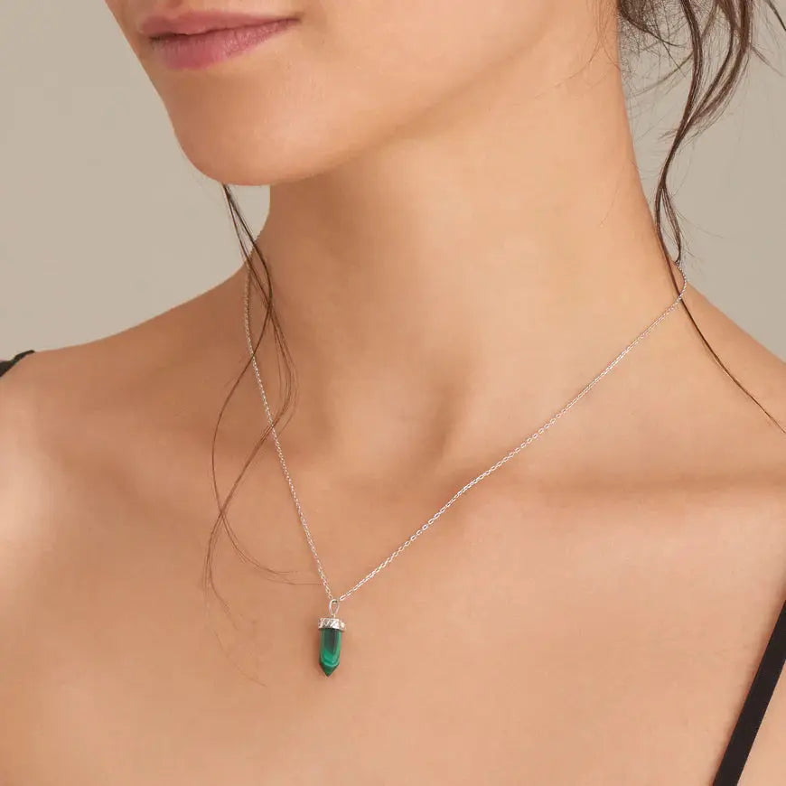Ania Haie N039-03H-M Κολιέ Malachite Από Επιπλατινωμένο Ασήμι