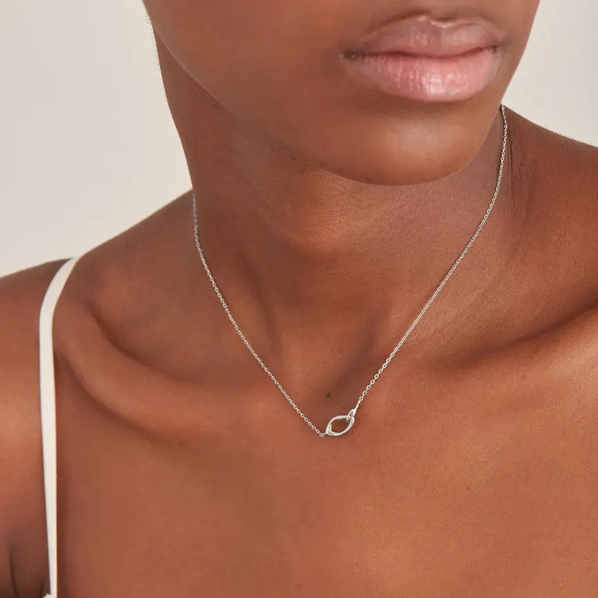GM220W Zircon Heart Necklace In Platinum Plated Silver