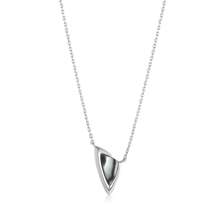 GM220W Zircon Heart Necklace In Platinum Plated Silver