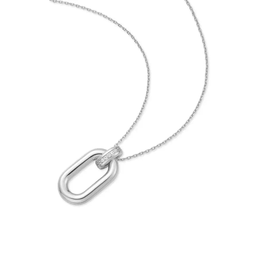 Ania Haie N062-01H Κολιέ Oval Hoop Από Επιπλατινωμένο Ασήμι