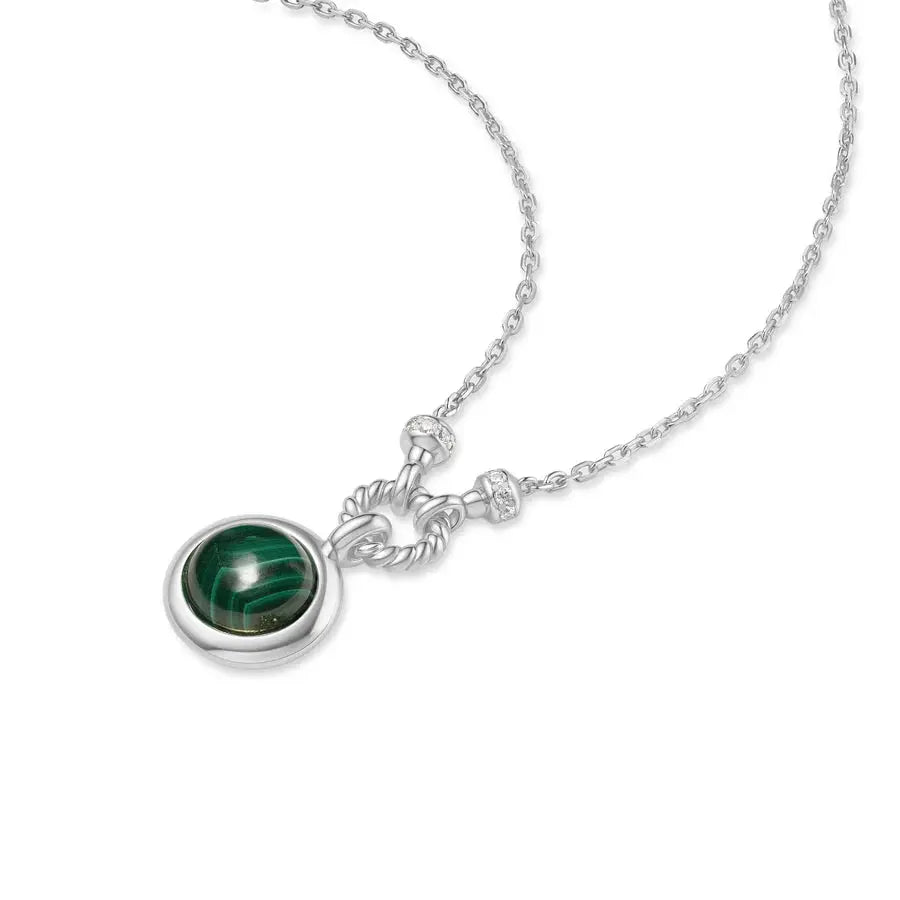Ania Haie N063-06H Κολιέ Malachite Από Επιπλατινωμένο Ασήμι