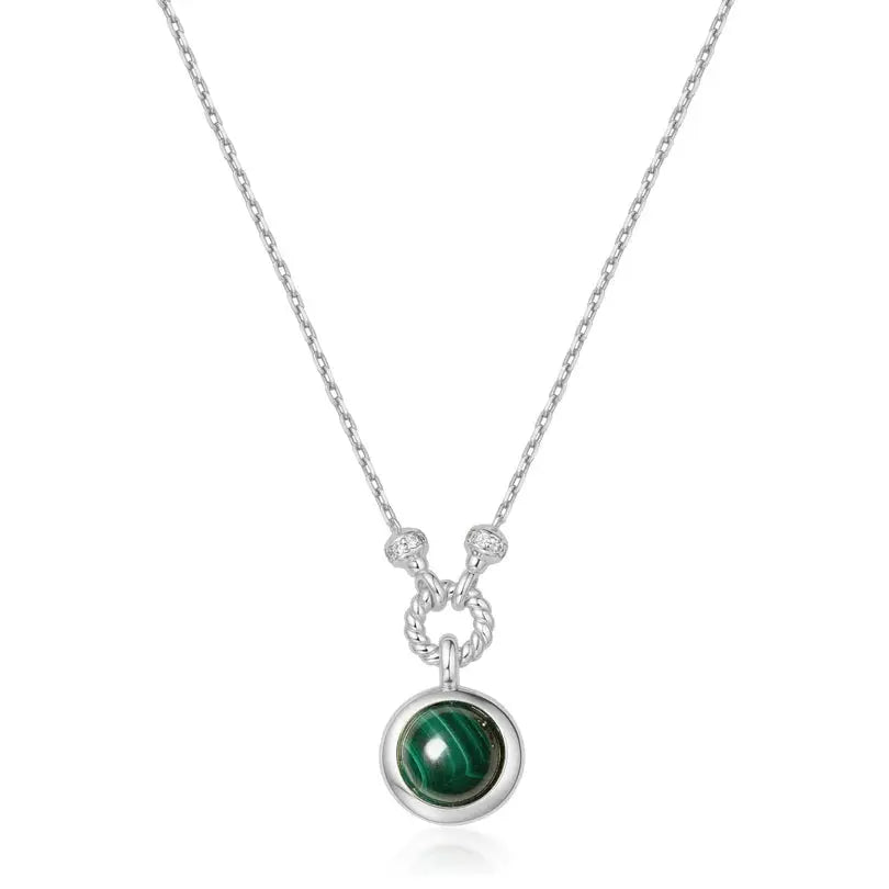 Ania Haie N063-06H Κολιέ Malachite Από Επιπλατινωμένο Ασήμι