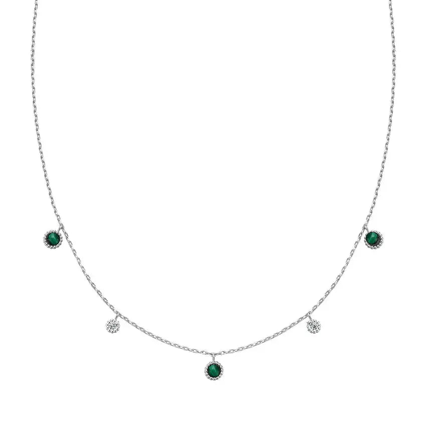 Ania Haie N064-03H Κολιέ Malachite Από Επιπλατινωμένο Ασήμι