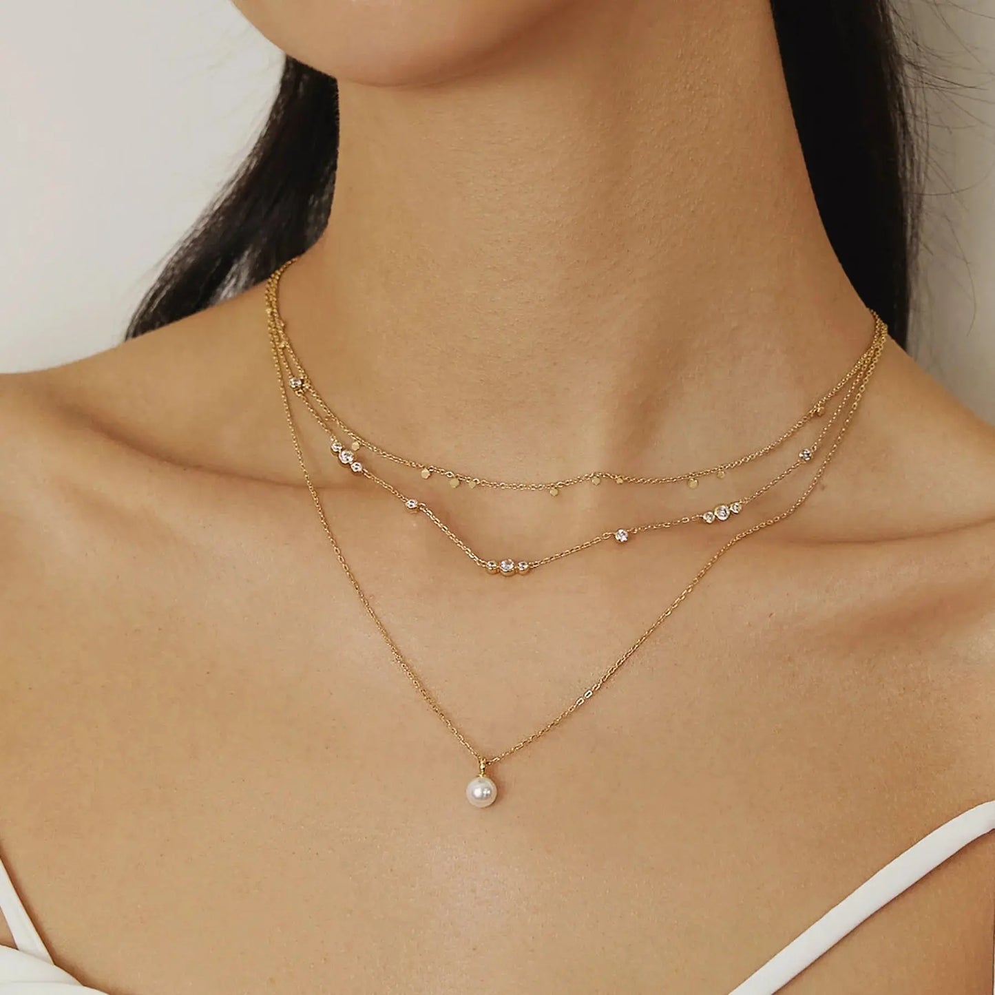 GM220W Zircon Heart Necklace In Platinum Plated Silver
