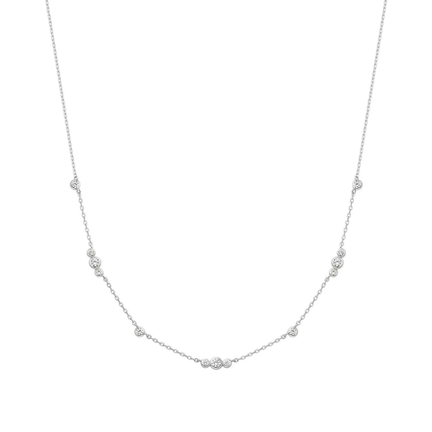 GM220W Zircon Heart Necklace In Platinum Plated Silver