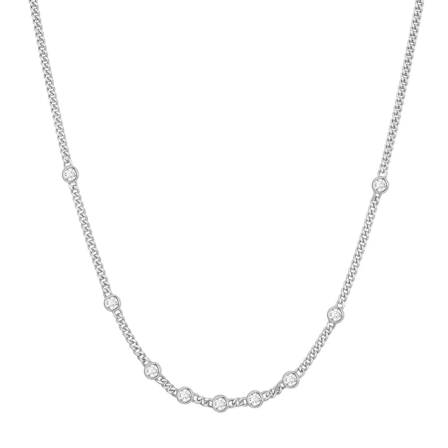 Ania Haie N066-05H Κολιέ Multi Station Round Chain Από Επιπλατινωμένο Ασήμι