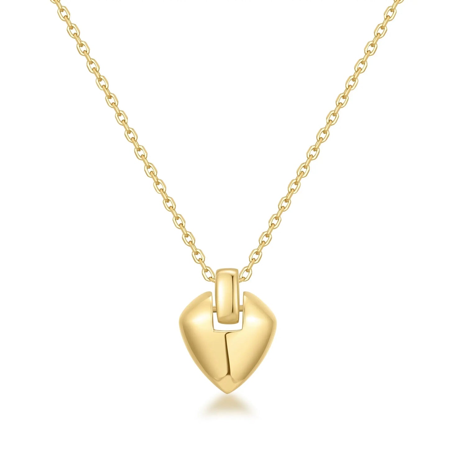 GM220W Zircon Heart Necklace In Platinum Plated Silver