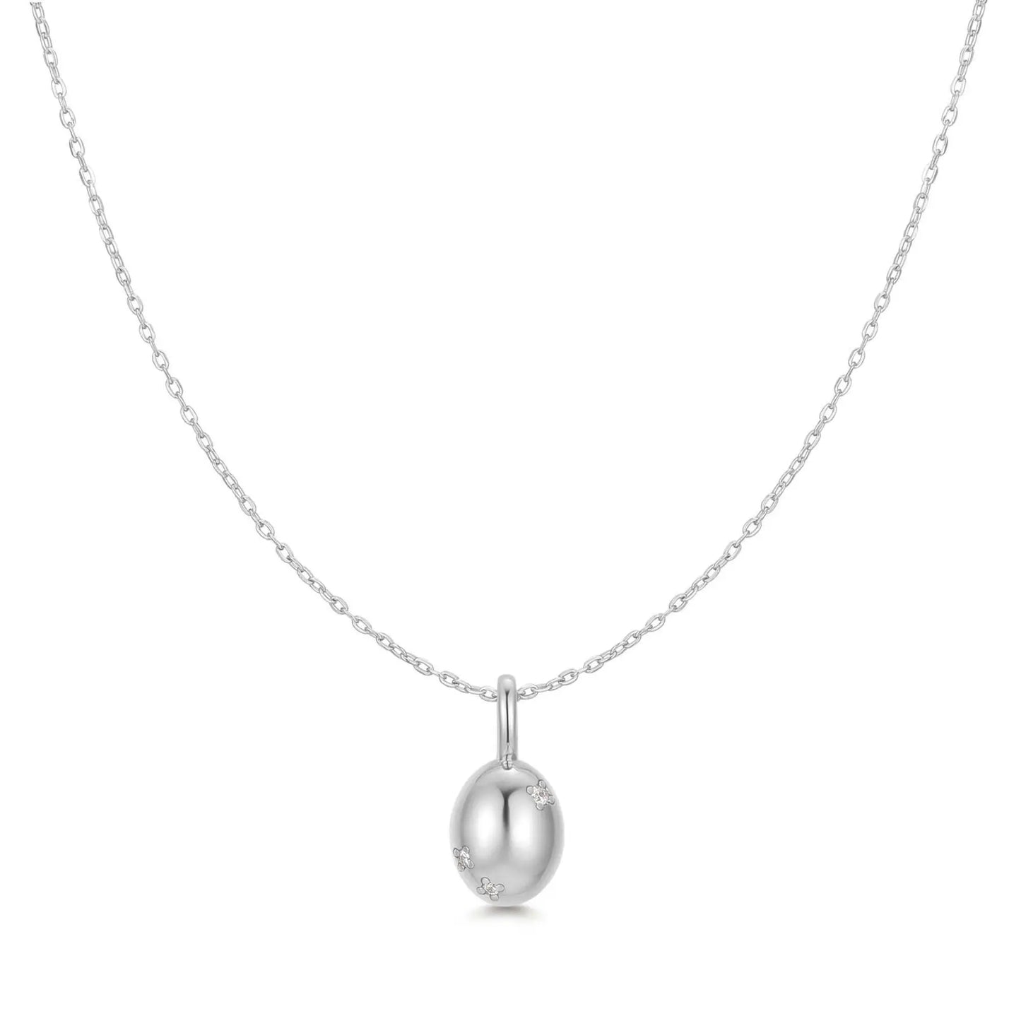 GM220W Zircon Heart Necklace In Platinum Plated Silver