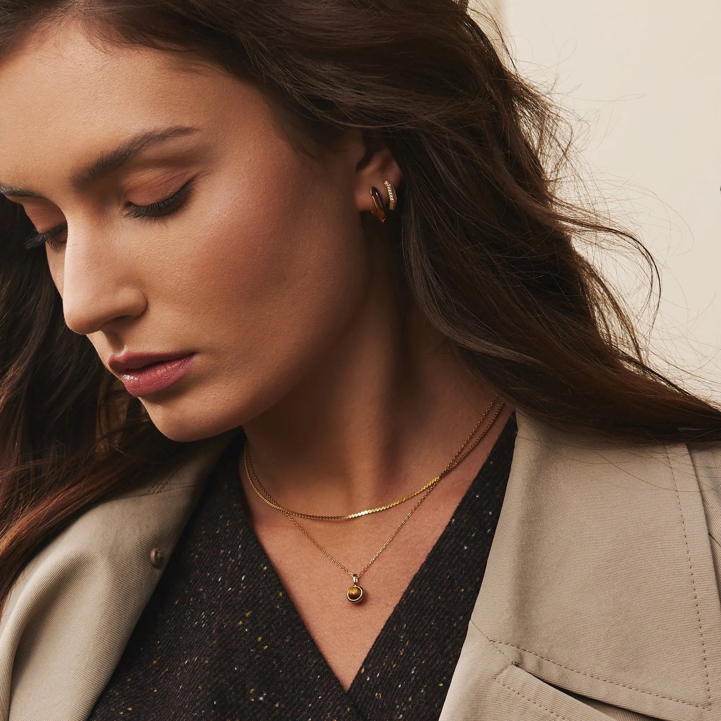 GM220W Zircon Heart Necklace In Platinum Plated Silver