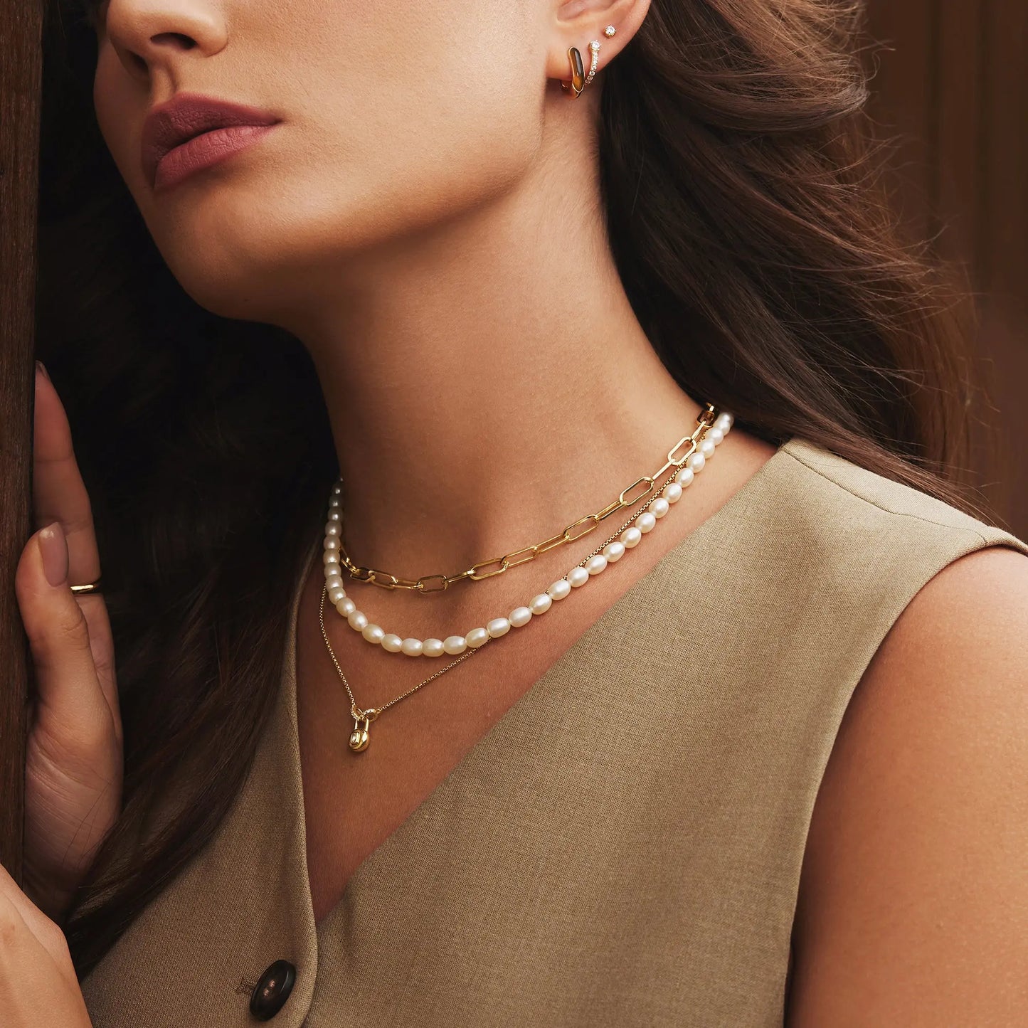 Ania Haie N069-02G Κολιέ Shell Pearl Από Επιχρυσωμένο Ασήμι με Πέρλες