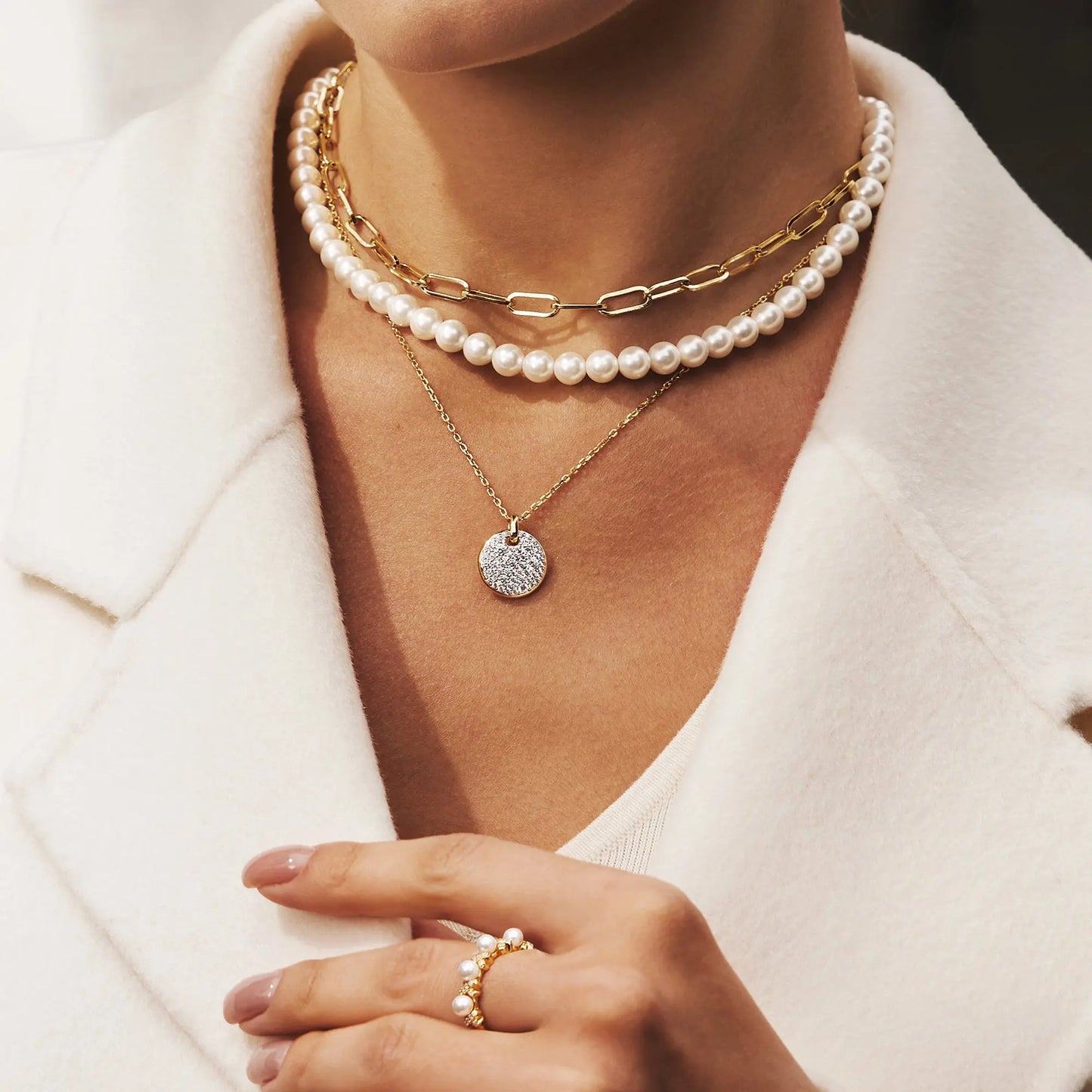 Ania Haie N069-03G Κολιέ Lobster Claps Shell Pearl Από Επιχρυσωμένο Ασήμι με Πέρλες