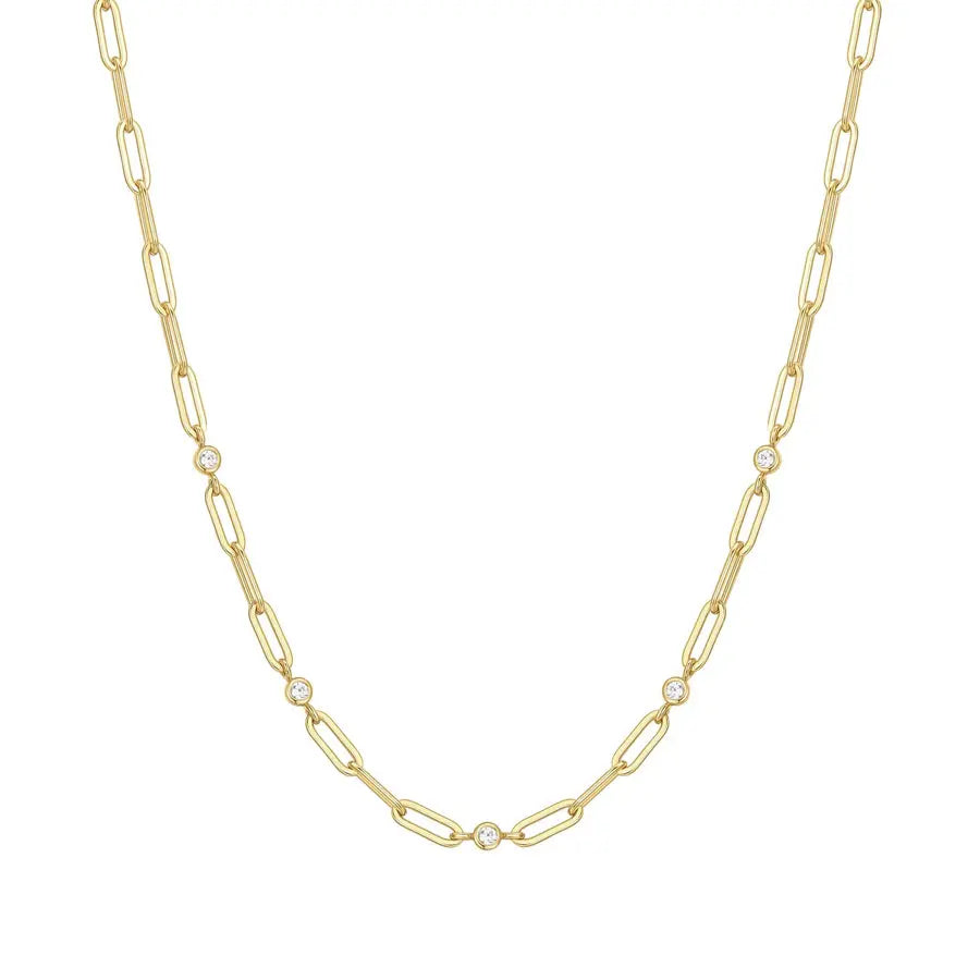 GM220W Zircon Heart Necklace In Platinum Plated Silver
