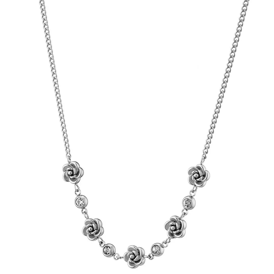 N07139G Gold Plated Steel Necklace with Green Zircon
