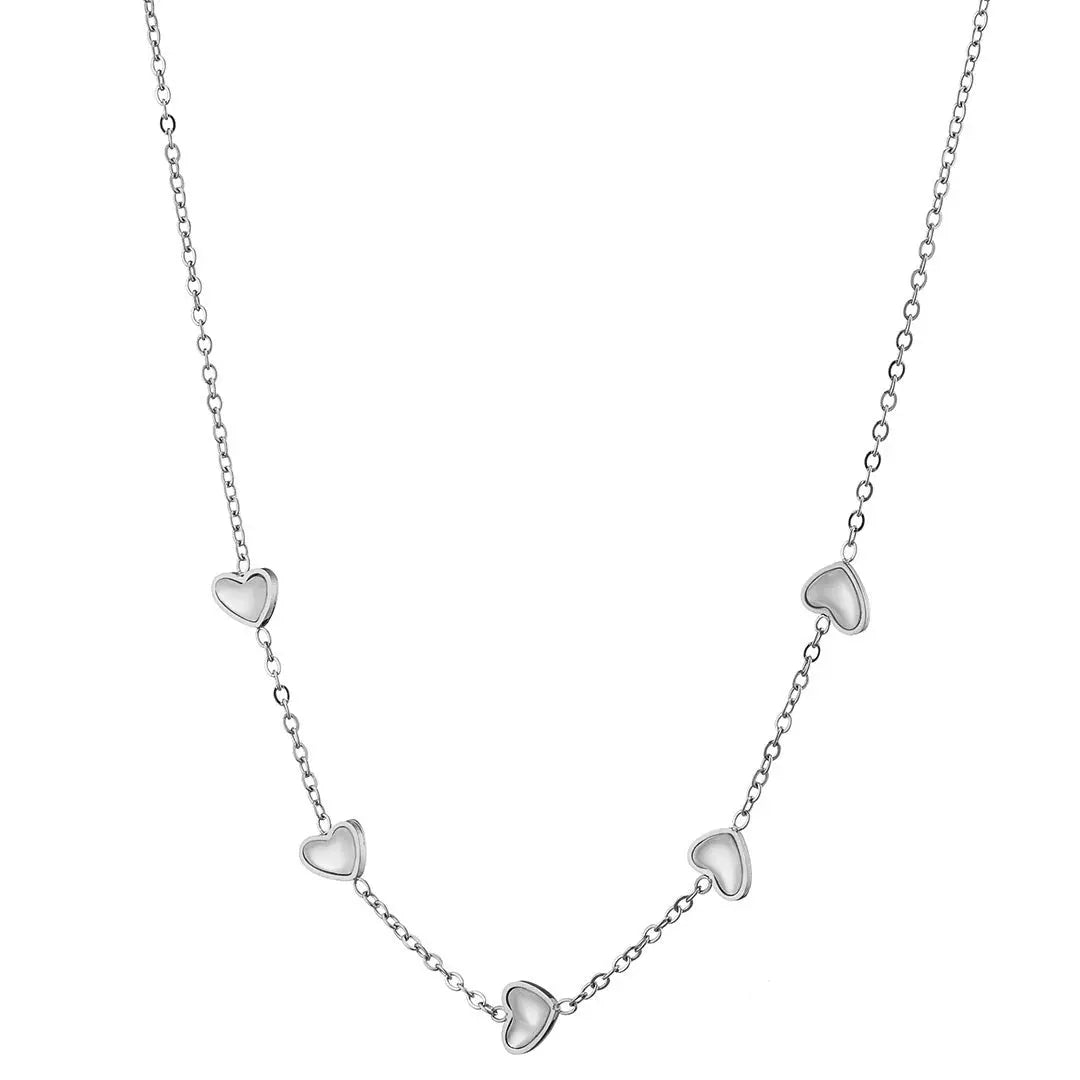 N07139G Gold Plated Steel Necklace with Green Zircon