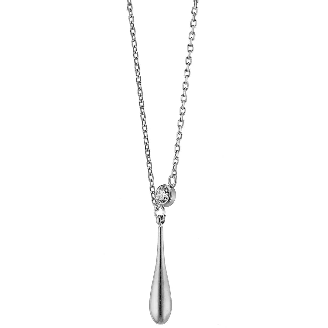 N07139G Gold Plated Steel Necklace with Green Zircon