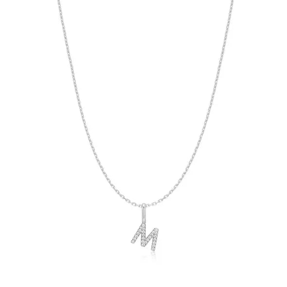 GM220W Zircon Heart Necklace In Platinum Plated Silver