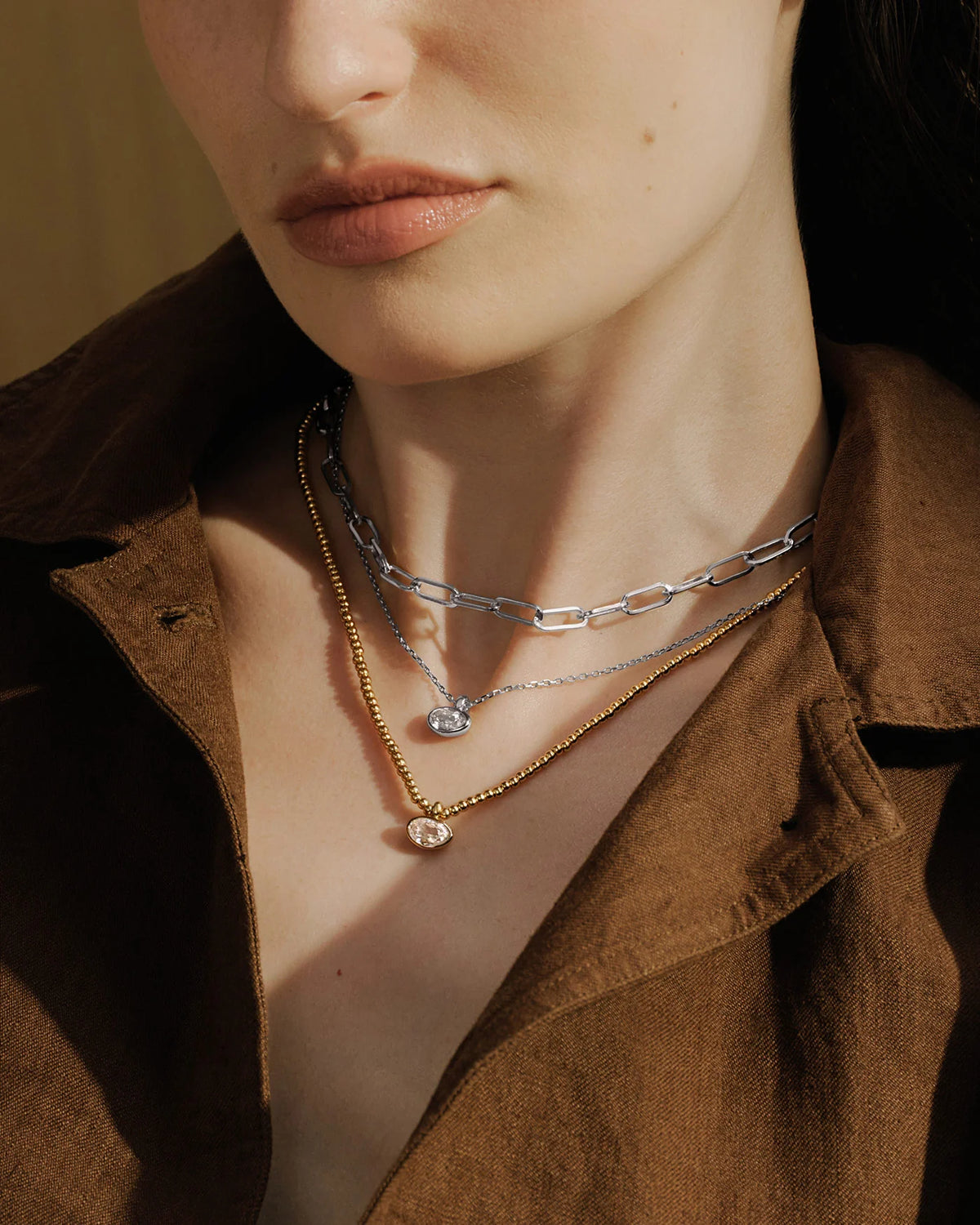 Ania Haie N076-03H Κολιέ Organic Pebble Από Επιπλατινωμένο Ασήμι
