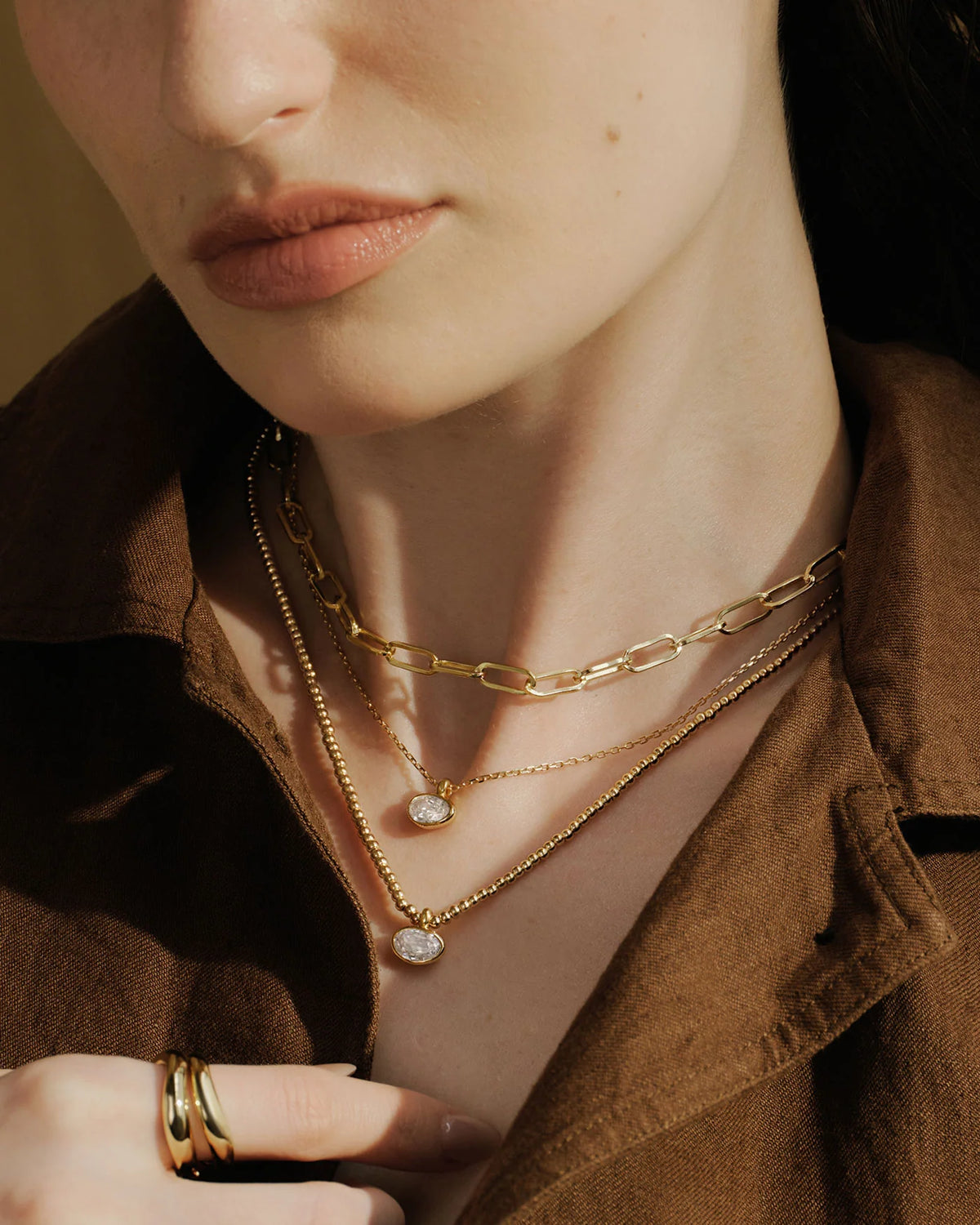 Ania Haie N076-15G Κολιέ Organic Pebble Beaded Από Επιχρυσωμένο Ασήμι